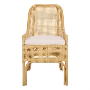 Safavieh Alina Rattan and Fabric Dining Chair w/ Cushion in Natural / White