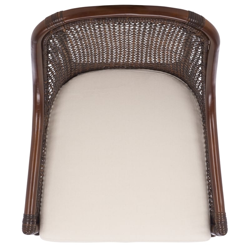 Safavieh Alina Rattan and Fabric Dining Chair w/ Cushion in Brown / White