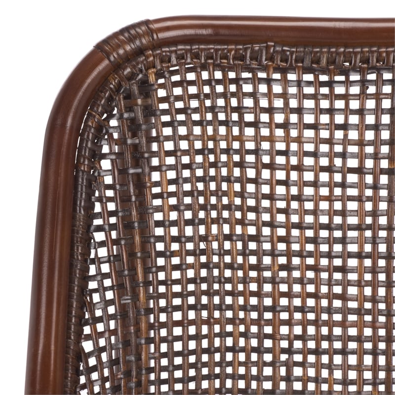 Safavieh Alina Rattan and Fabric Dining Chair w/ Cushion in Brown / White