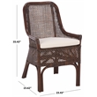 Safavieh Alina Rattan and Fabric Dining Chair w/ Cushion in Brown / White