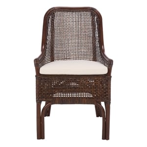 Safavieh Alina Rattan and Fabric Dining Chair w/ Cushion in Brown / White