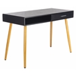 Safavieh Jorja 1 Drawer 1 Shelf Wood and Metal Desk in Black / Gold