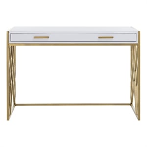 Safavieh Elaine 1 Drawer Wood Desk in White / Gold