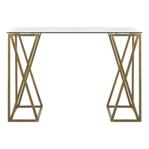 Safavieh Theresa Glass Top and Iron Desk in Clear / Gold