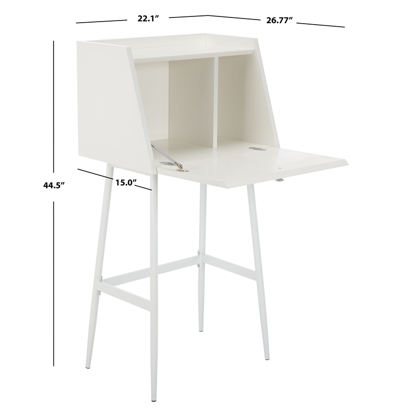 Safavieh Xander Modern Wood and Metal Secretary Desk in White / White
