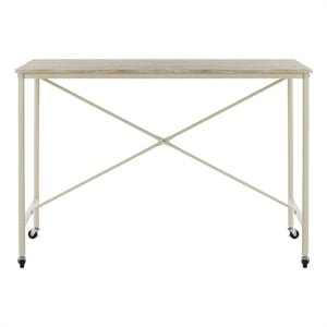 Safavieh Callie Rolling Wood and Metal Desk in Brown / Cream
