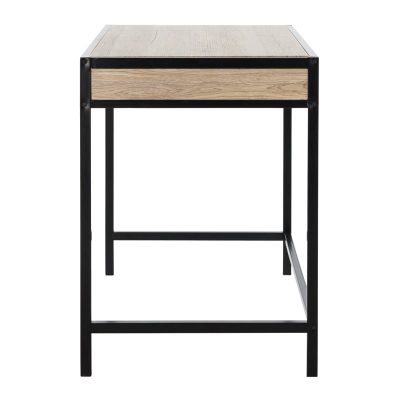 Safavieh Alan 1 Drawer 1 Shelf Wood and Metal Desk  in Brown / Black