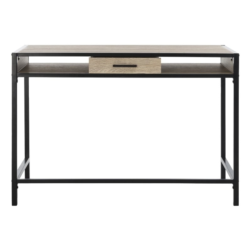 Safavieh Alan 1 Drawer 1 Shelf Wood and Metal Desk  in Brown / Black