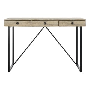 Safavieh Hilton 3 Drawer Wood and Metal Desk in Brown / Black