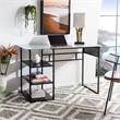 Safavieh Xyla 3 Shelf Glass Top and Metal Desk in White / Black
