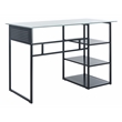 Safavieh Xyla 3 Shelf Glass Top and Metal Desk in White / Black