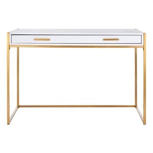 Safavieh Elodie 1 Drawer Wood and Metal Desk in White / Gold