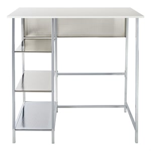 Safavieh Hayden 3 Shelf Wood and Metal Standing Desk in White / Chrome