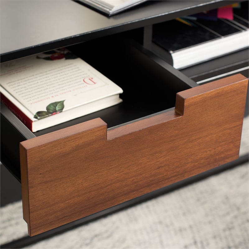Safavieh Vance 2 Drawer 1 Shelf Wood Desk in Black / Brown