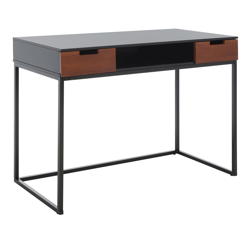 Safavieh Vance 2 Drawer 1 Shelf Wood Desk in Black / Brown