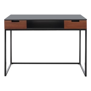 Safavieh Vance 2 Drawer 1 Shelf Wood Desk in Black / Brown
