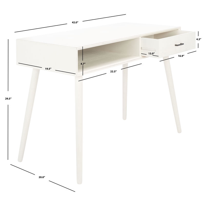 Safavieh Remy 1 Drawer Wood Writing  Desk in White