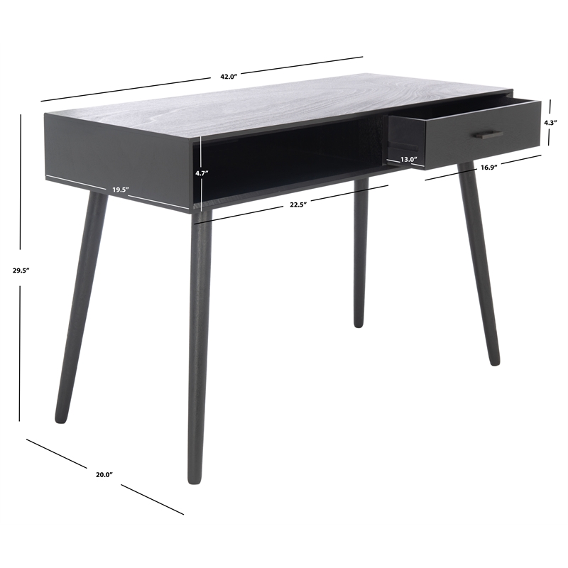 Safavieh Remy 1 Drawer Wood Writing Desk in Black