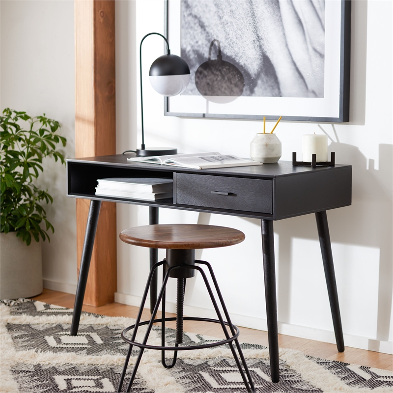 Safavieh Remy 1 Drawer Wood Writing Desk in Black