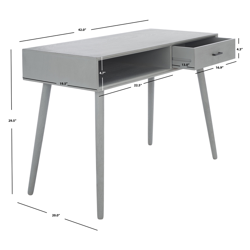 Safavieh Remy 1 Drawer Wood Writing  Desk in Gray