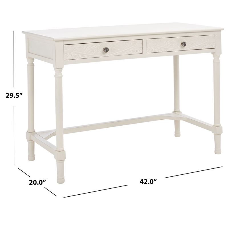 Safavieh Ryleigh 2 Drawer Wood Desk in White
