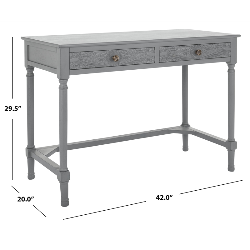 Safavieh Ryleigh 2 Drawer Wood Desk in Gray