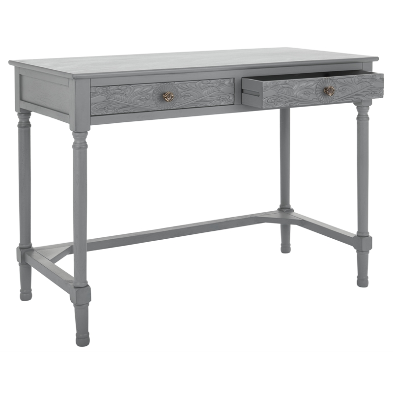 Safavieh Ryleigh 2 Drawer Wood Desk in Gray
