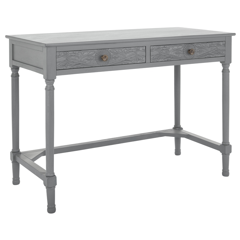 Safavieh Ryleigh 2 Drawer Wood Desk in Gray
