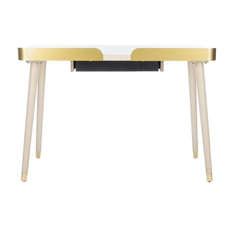 Safavieh Parker Wood 1 Drawer Desk in White / Gold