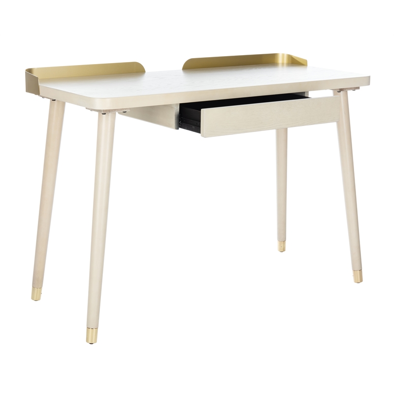 Safavieh Parker Wood 1 Drawer Desk in White / Gold