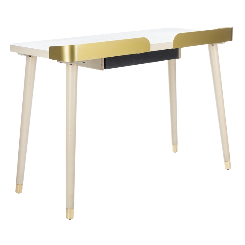 Safavieh Parker Wood 1 Drawer Desk in White / Gold