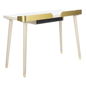 Safavieh Parker Wood 1 Drawer Desk in White / Gold
