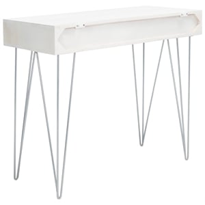 Safavieh Marigold Wood Desk  in White / Silver