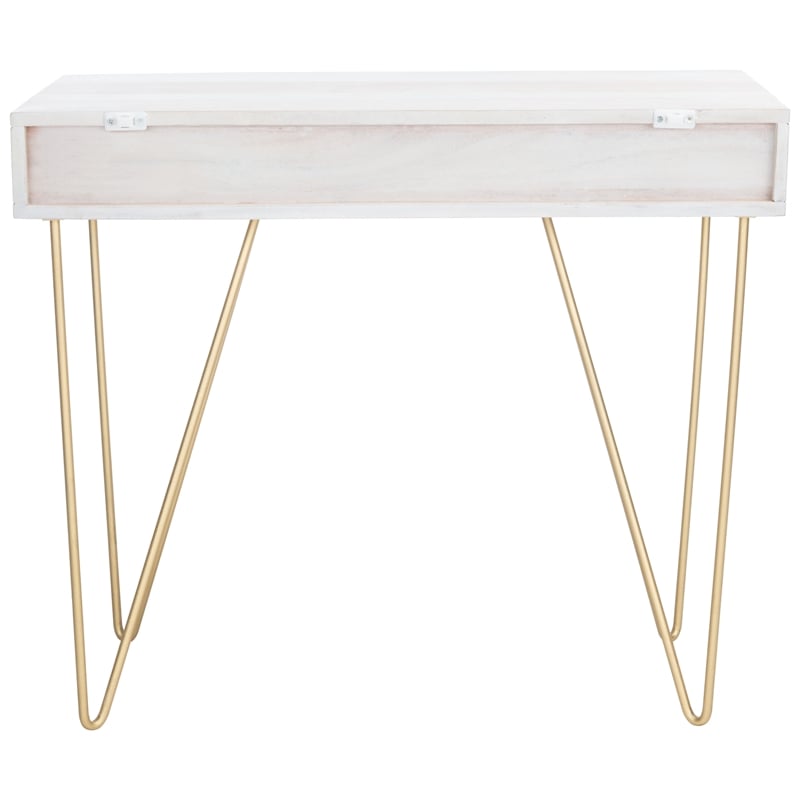 Safavieh Raveena Wood and Metal Desk in White  / Brass