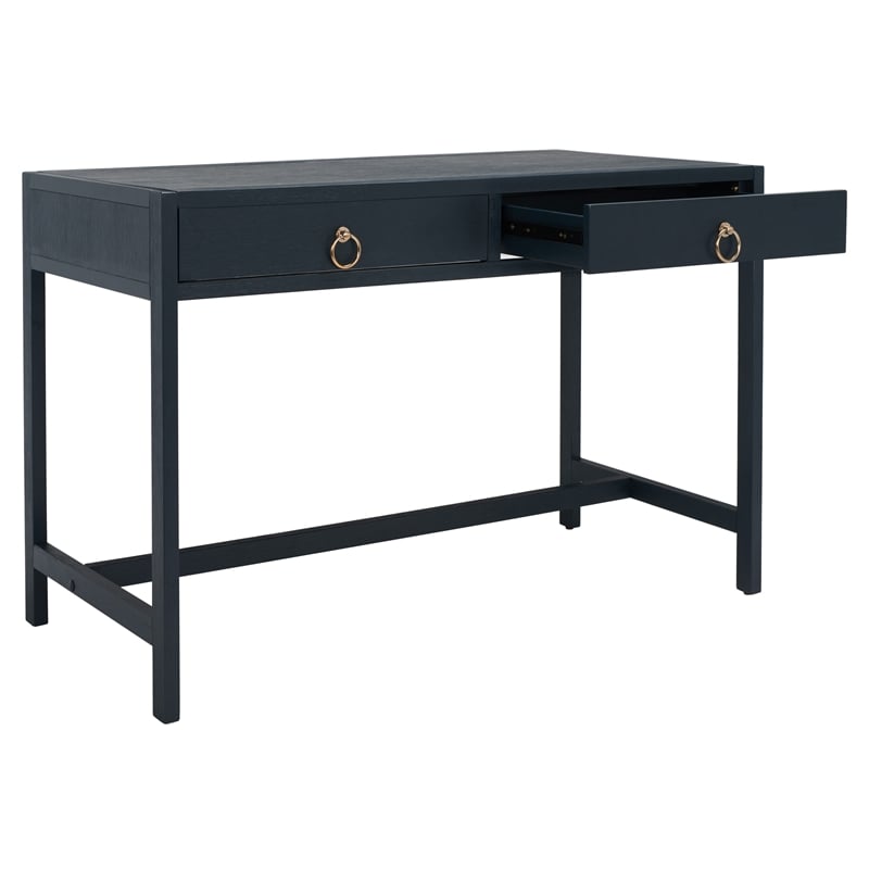 Safavieh Esther 2 Drawer Iron and Wood Desk in Navy