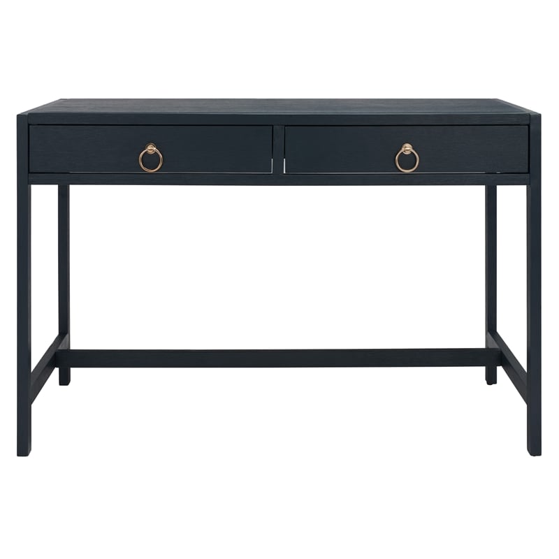 Safavieh Esther 2 Drawer Iron and Wood Desk in Navy