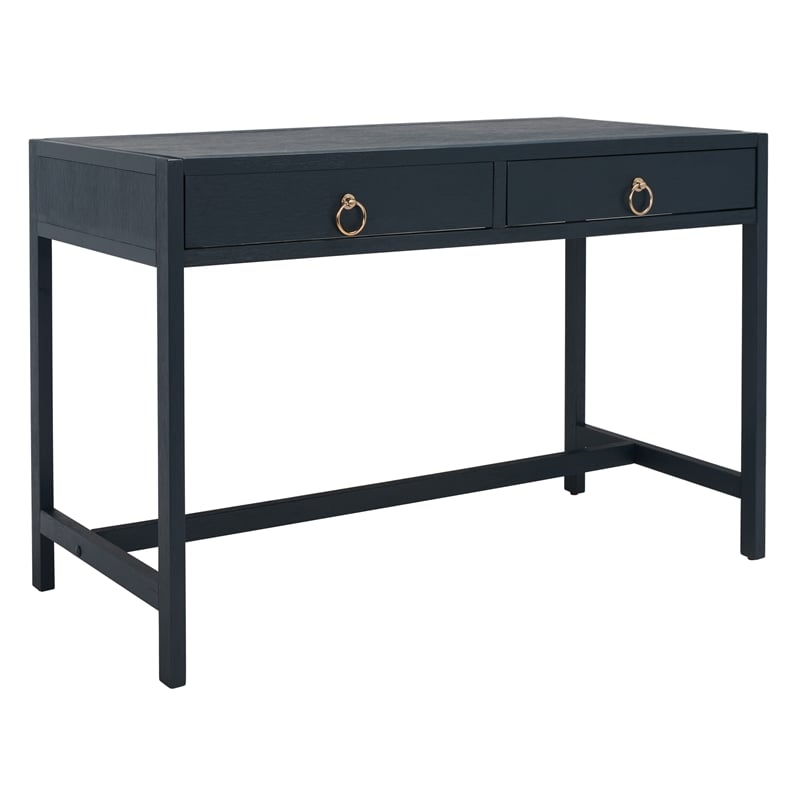 Safavieh Esther 2 Drawer Iron and Wood Desk in Navy
