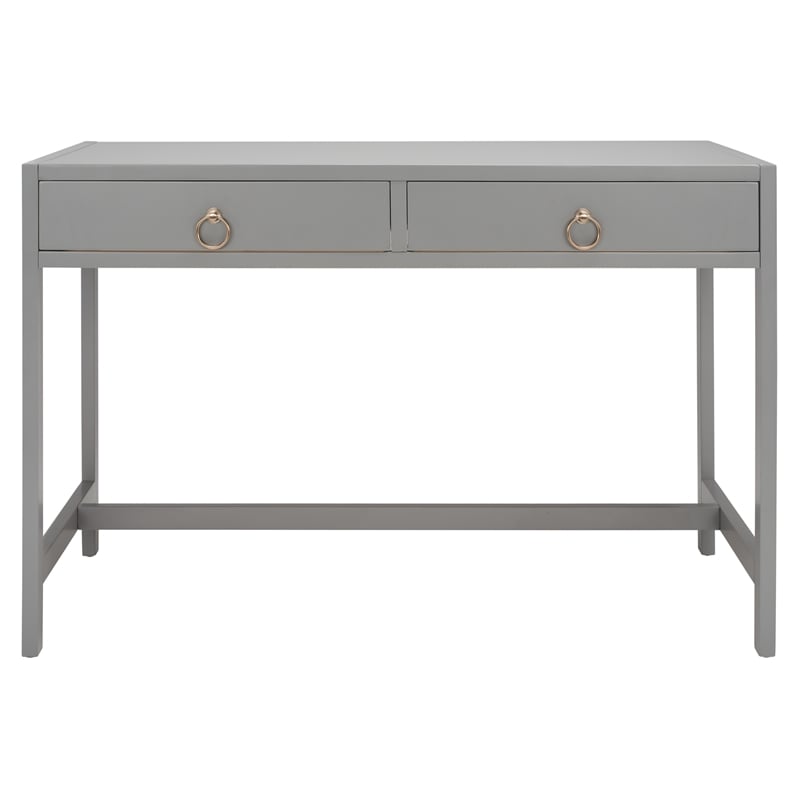 Safavieh Esther 2 Drawer Iron and Wood Desk in Gray