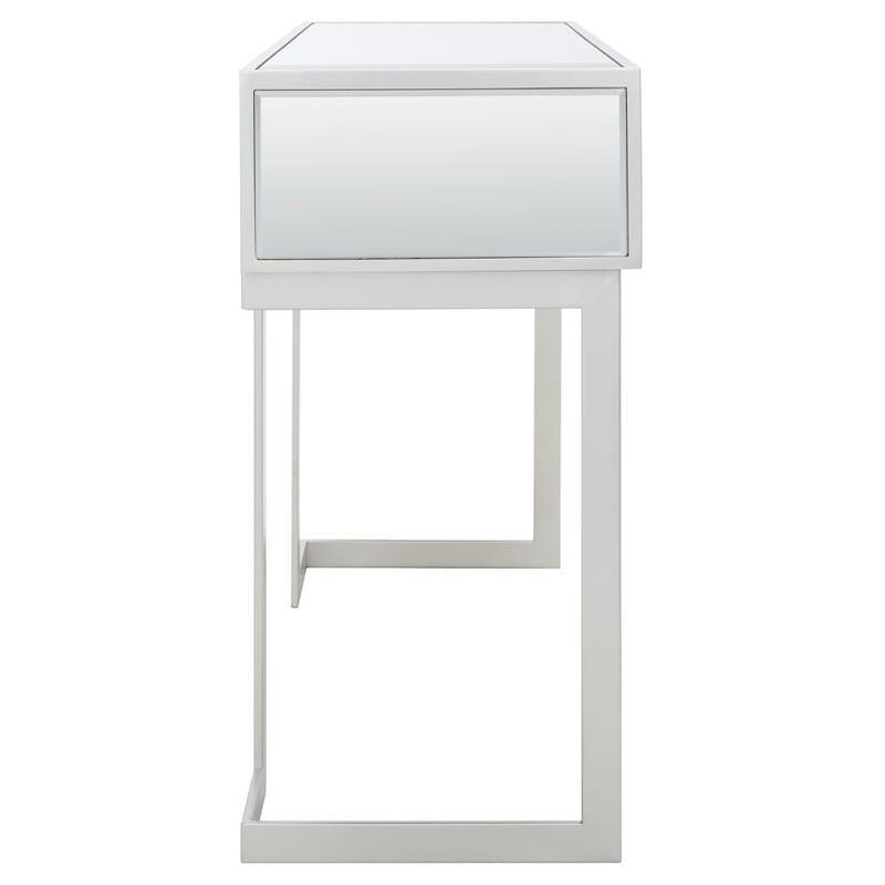Safavieh Enzo 2 Drawer Wood Mirrored Desk in Silver / Mirror