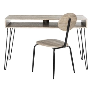Safavieh Winta Wood and Iron Desk + Chair in Gray