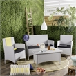 Safavieh Mojavi 4 Pc Aluminum Wicker Set in Gray / Black