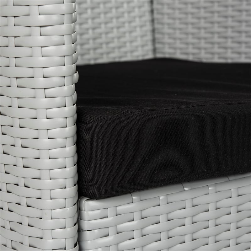 Safavieh Mojavi 4 Pc Aluminum Wicker Set in Gray / Black