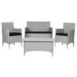 Safavieh Mojavi 4 Pc Aluminum Wicker Set in Gray / Black