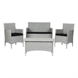 Safavieh Mojavi 4 Pc Aluminum Wicker Set in Gray / Black