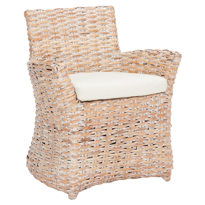 Safavieh Cabana Rattan Arm Chair in White