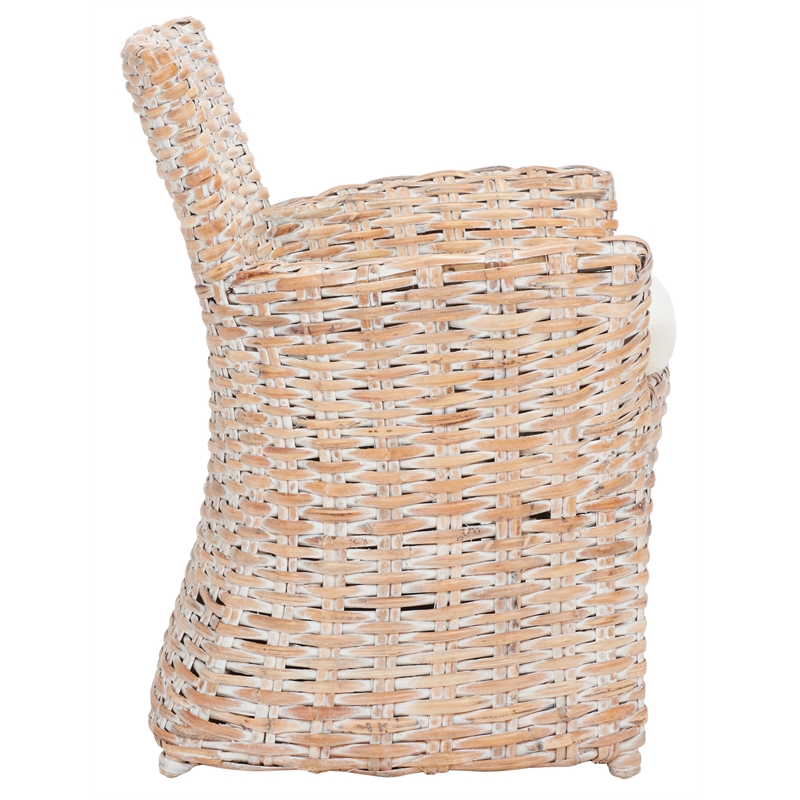 Safavieh Cabana Rattan Arm Chair in White