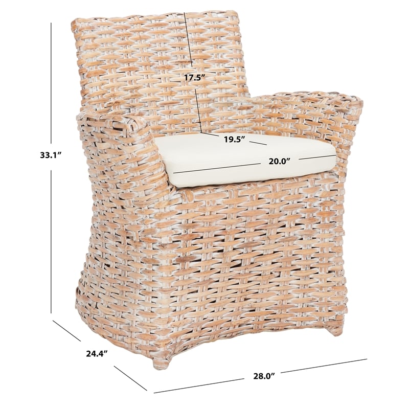 Safavieh Cabana Rattan Arm Chair in White