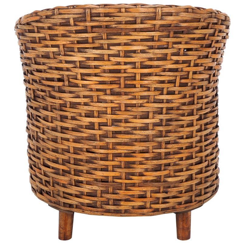 Safavieh Omni Rattan Barrel Chair in White / Brown