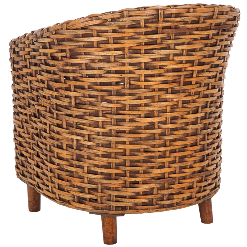 Safavieh Omni Rattan Barrel Chair in White / Brown