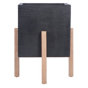 Safavieh Borsla Large Concrete Ficonstone Planter in Black